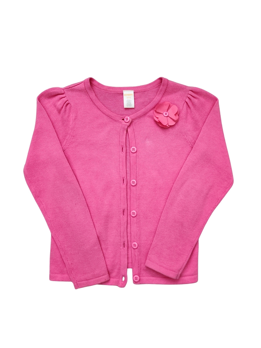 Gymboree Girl's Pink Button-Up Cardigan with Flower Applique